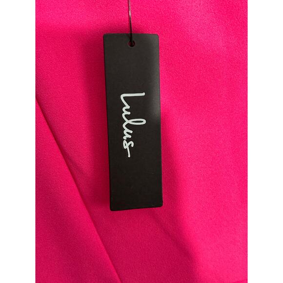 New Lulus Cocktail Club "So Flirty" Hot Pink One Shoulder Midi Dress Size M - Picture 3 of 6